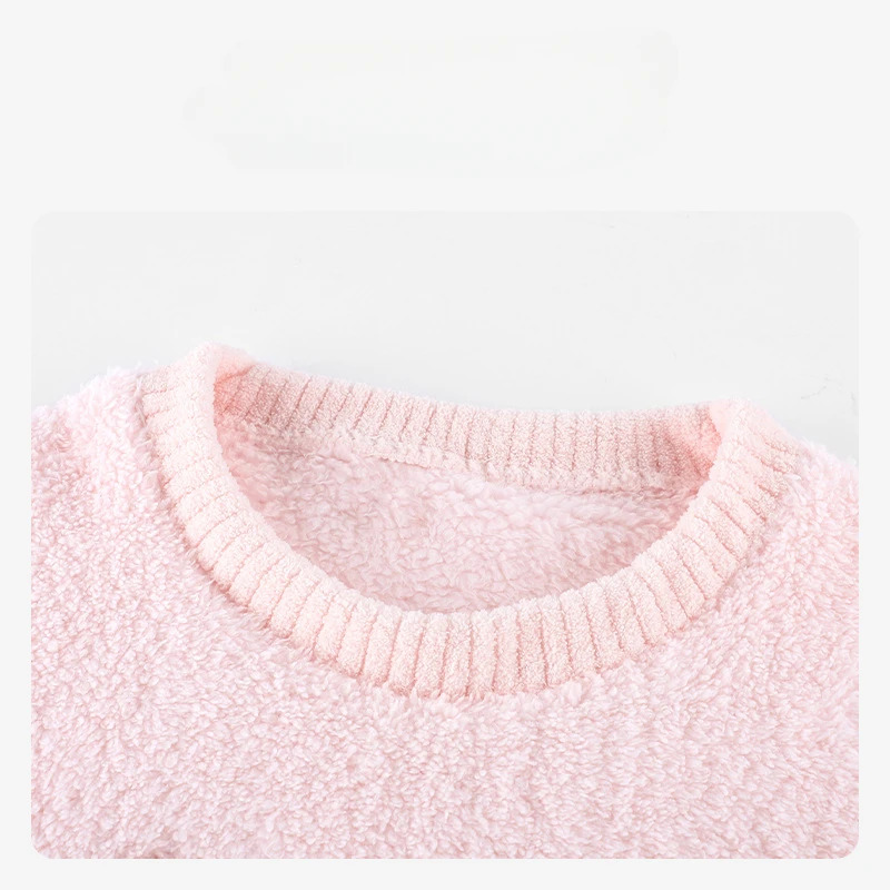 Winter Clothing For Women - 핑크 Bowknot 잠옷 긴 소매 크루
