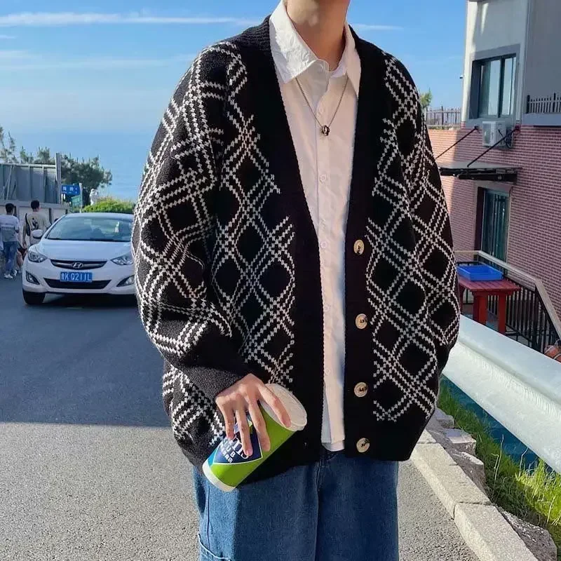 Winter Clothing Meme - 남성용 체크 무늬 니트 스웨터, 남성