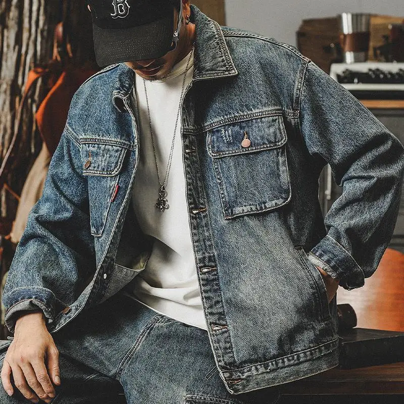 Winter Clothing Men Style - 남성용 루즈 데님 재킷, 카고 카우보이