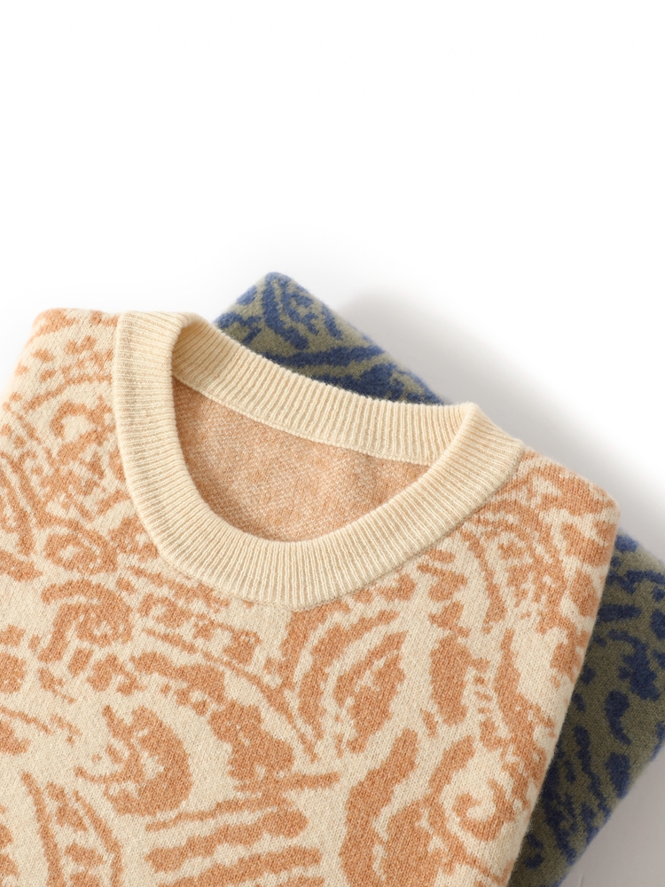 Winter Clothing Patterns - 남성용 프린트 100% 메리노 울 스웨터