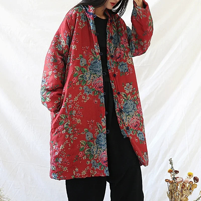 Winter Clothing For Women - 중국 스타일 의류 따뜻한 면 프린트