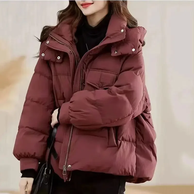 Winter Clothing Men Style - 여성용 짧은 코튼 재킷, 루즈한 캐주얼