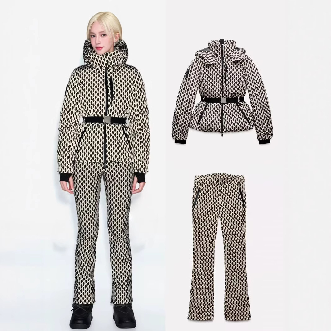 Winter Clothing Design - 겨울 투피스 스키 세트 후드 하이웨이스트