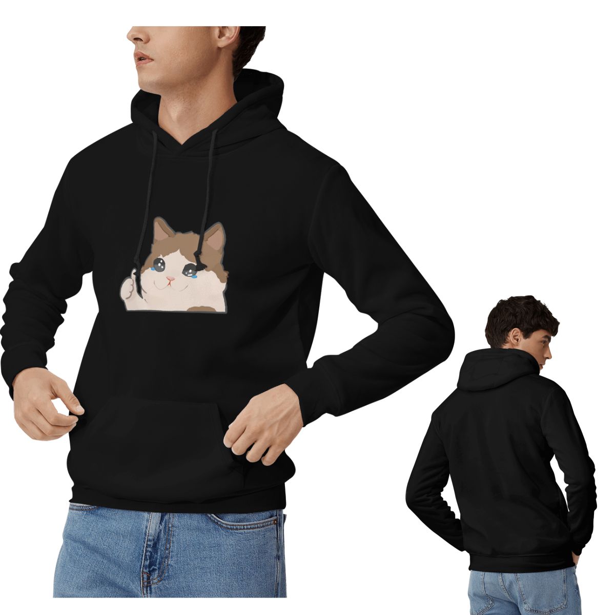 Winter Clothing Meme - Crying Cat Meme 후드티 남성 여성