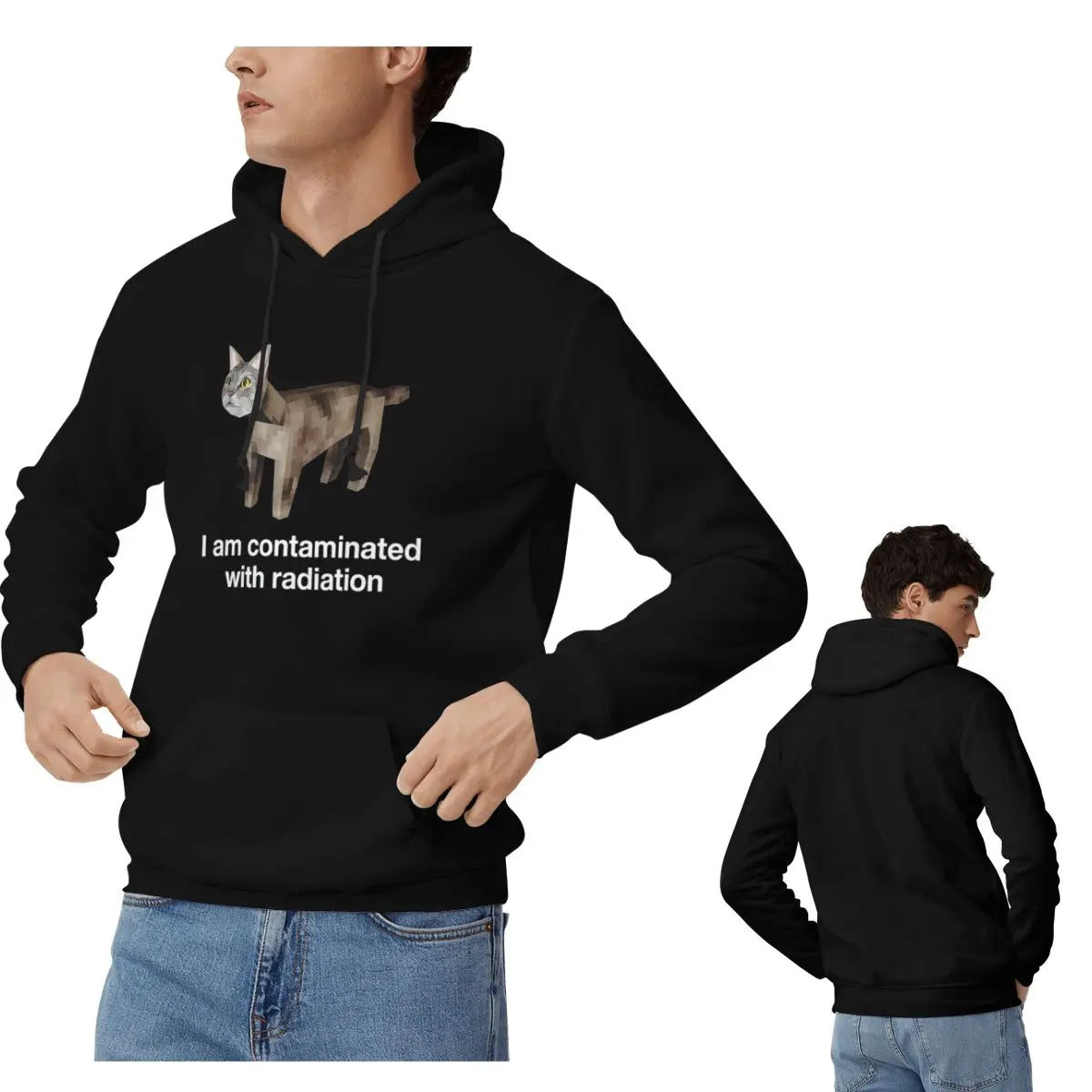 오염된 고양이 방사선 재미 있은 밈 후드 남성 여성 캐 - Winter Clothing Meme 리뷰 및 가격