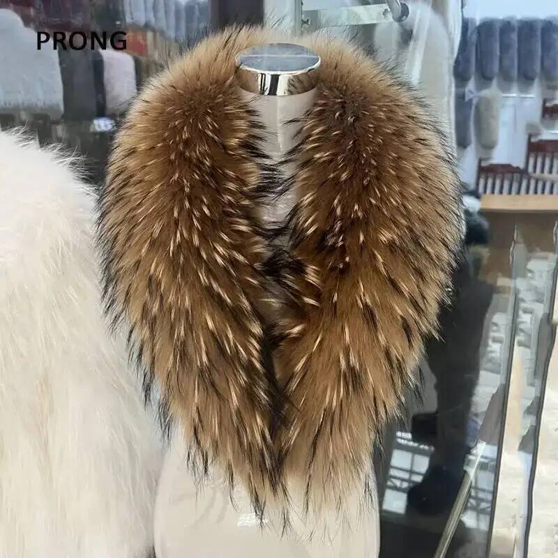 자연 너구리 모피 칼라 리얼 모피 스카프 여성 겨울 럭 - Winter Clothing Deals 리뷰 및 가격