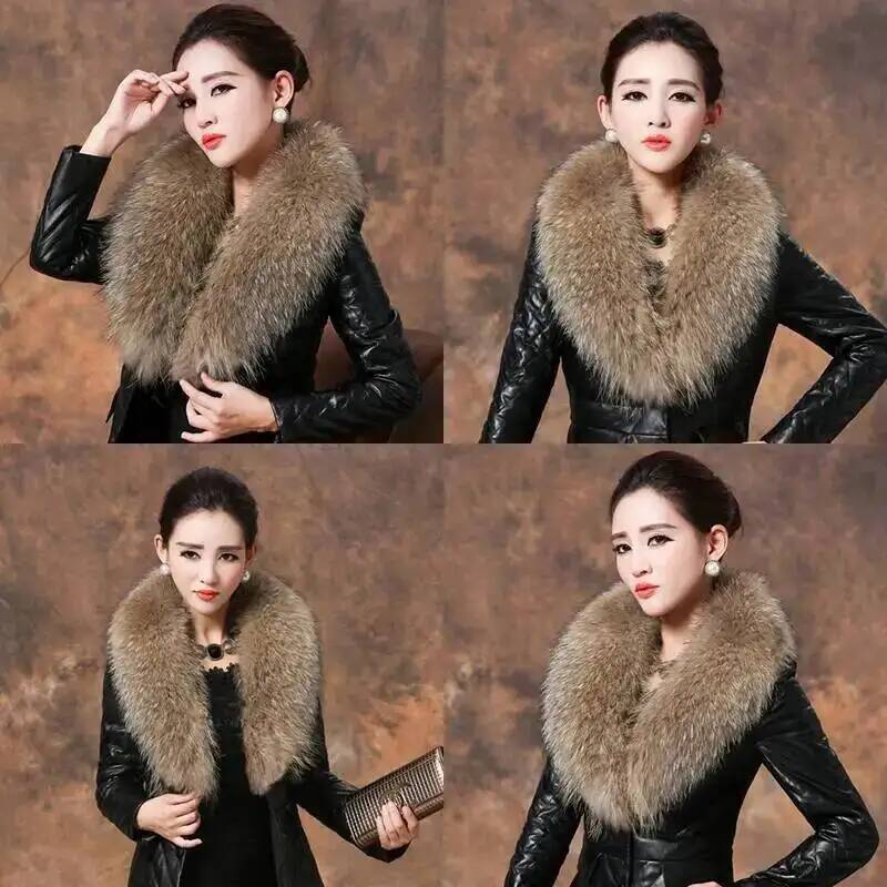 자연 너구리 모피 칼라 리얼 모피 스카프 여성 겨울 럭 - Winter Clothing Deals 리뷰 및 가격