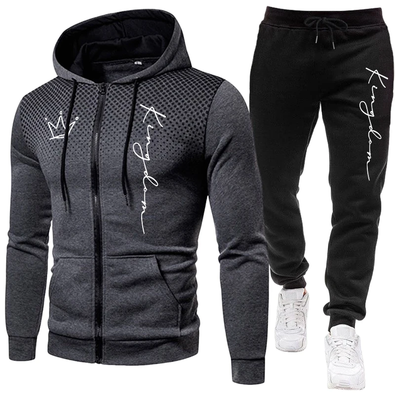 킹 남성용 재킷 트랙슈트 캐주얼 도트 지퍼 후드 스웨트 - Winter Clothing Design 리뷰 및 가격