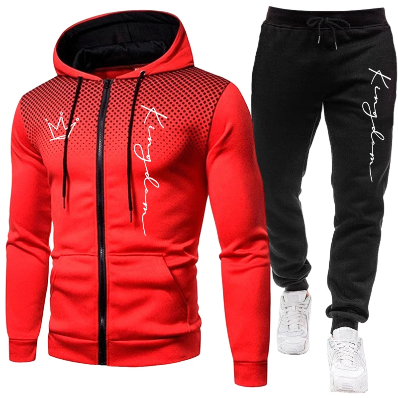 킹 남성용 재킷 트랙슈트 캐주얼 도트 지퍼 후드 스웨트 - Winter Clothing Design 리뷰 및 가격
