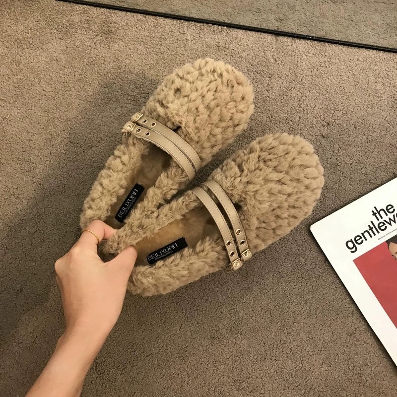 디자이너 따뜻한 면 여성 플랫 슈즈 여성 발레 로퍼 얕 - Winter Clothing For Women 리뷰 및 가격