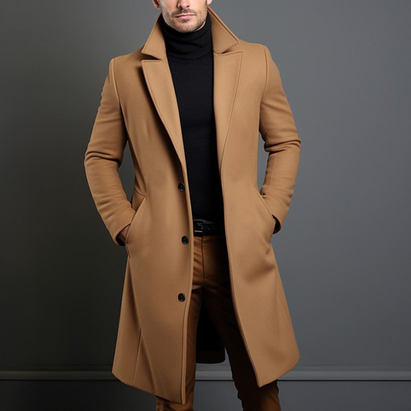 남성용 롱 모직 트렌치 코트, 영국 스타일, 스마트 캐 - Winter Clothing Men Style 리뷰 및 가격
