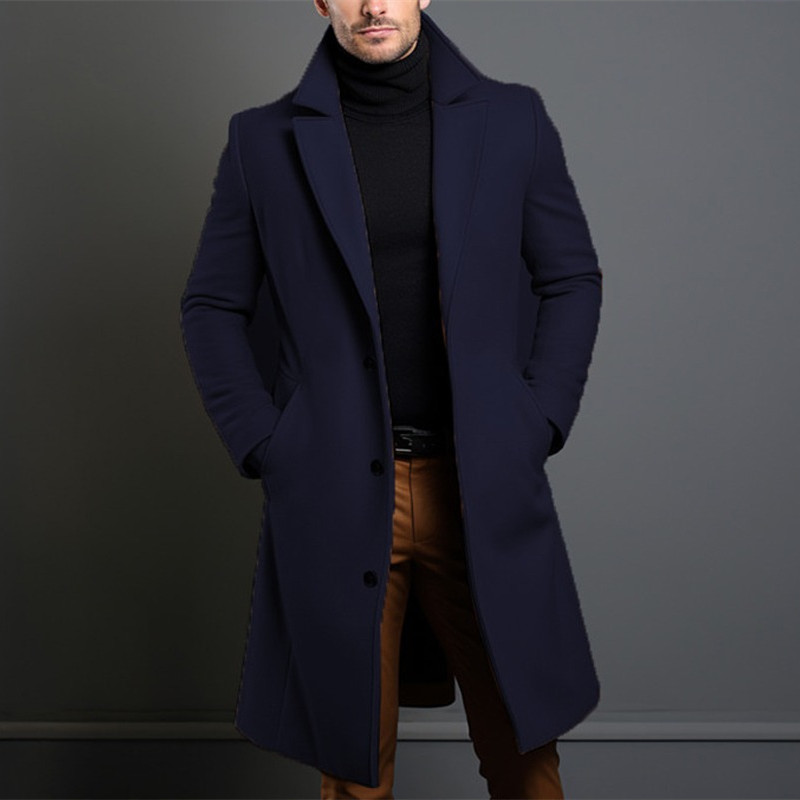남성용 롱 모직 트렌치 코트, 영국 스타일, 스마트 캐 - Winter Clothing Men Style 리뷰 및 가격