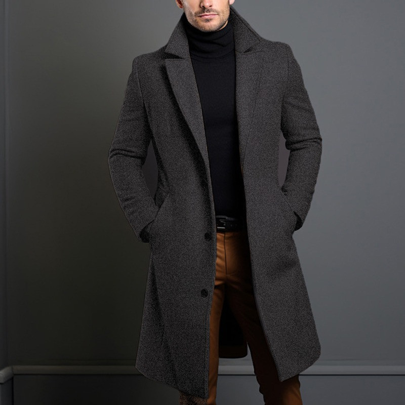 남성용 롱 모직 트렌치 코트, 영국 스타일, 스마트 캐 - Winter Clothing Men Style 리뷰 및 가격