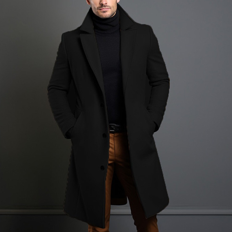 남성용 롱 모직 트렌치 코트, 영국 스타일, 스마트 캐 - Winter Clothing Men Style 리뷰 및 가격