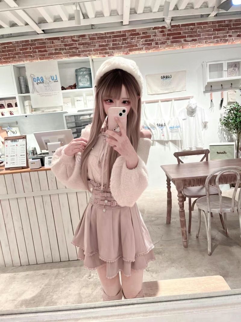 일본식 달콤한 로리타 오프 숄더 스웨터 + 핑크 하이  - Winter Clothing Men Style 리뷰 및 가격