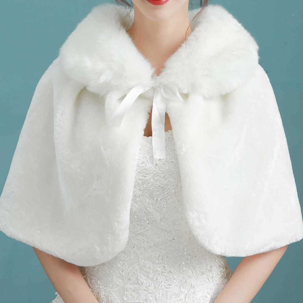 화이트 여성용 겨울 두꺼운 플러시 랩 숄 팔꿈치 길이  - Winter Clothing Design 리뷰 및 가격
