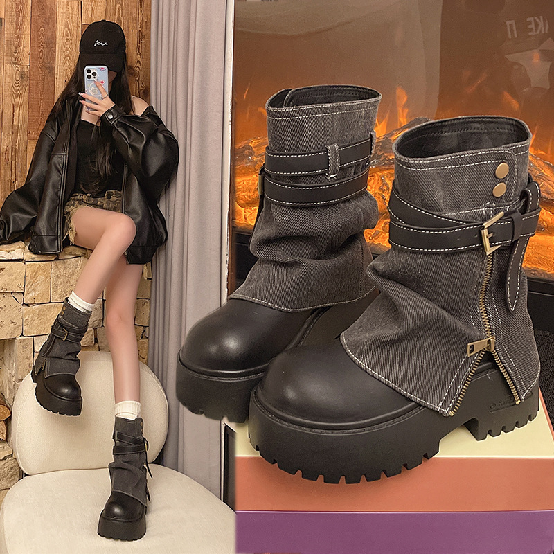 여성용 발목 부츠 카우보이 플랫 플랫폼 신발 패션 디자 - Winter Clothing For Women 리뷰 및 가격