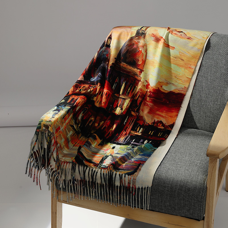 여성을위한 럭셔리 브랜드 유화 캐시미어 스카프 따뜻한  - Cashmere Scarf Wrap 리뷰 및 가격