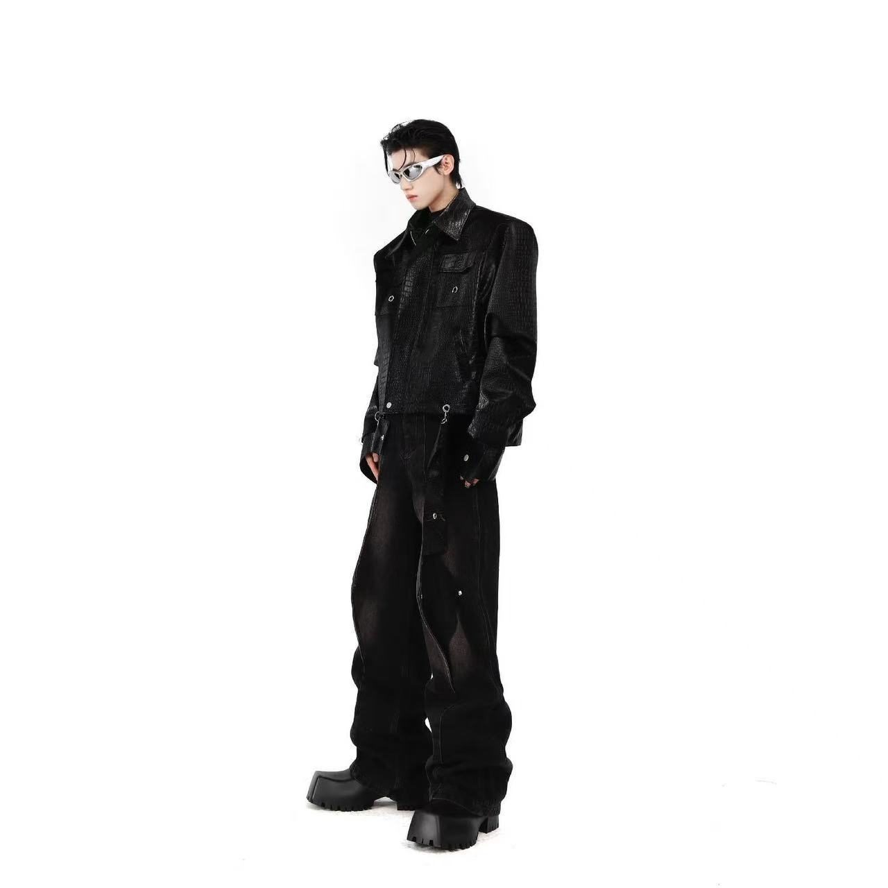 티피시 악어 무늬 숄더 패드 PU 가죽 재킷 남성 패치 - Winter Clothing Patterns 리뷰 및 가격